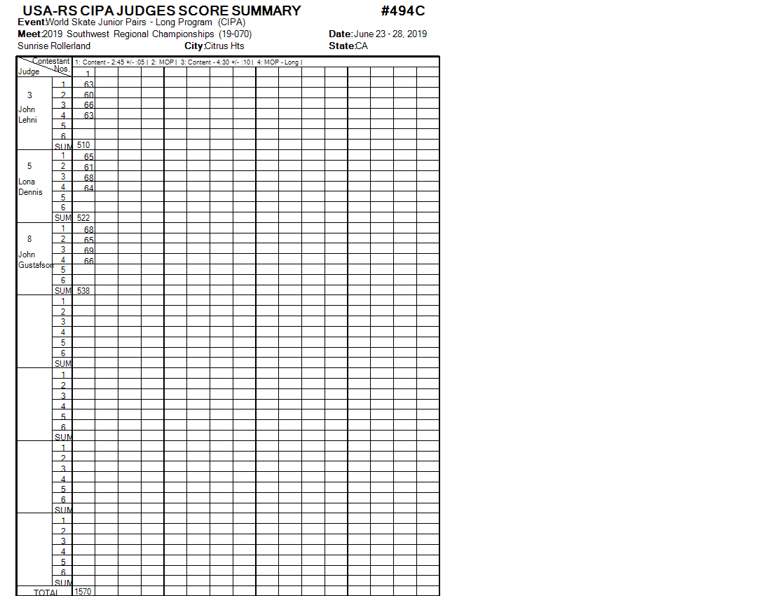 Score Sheet